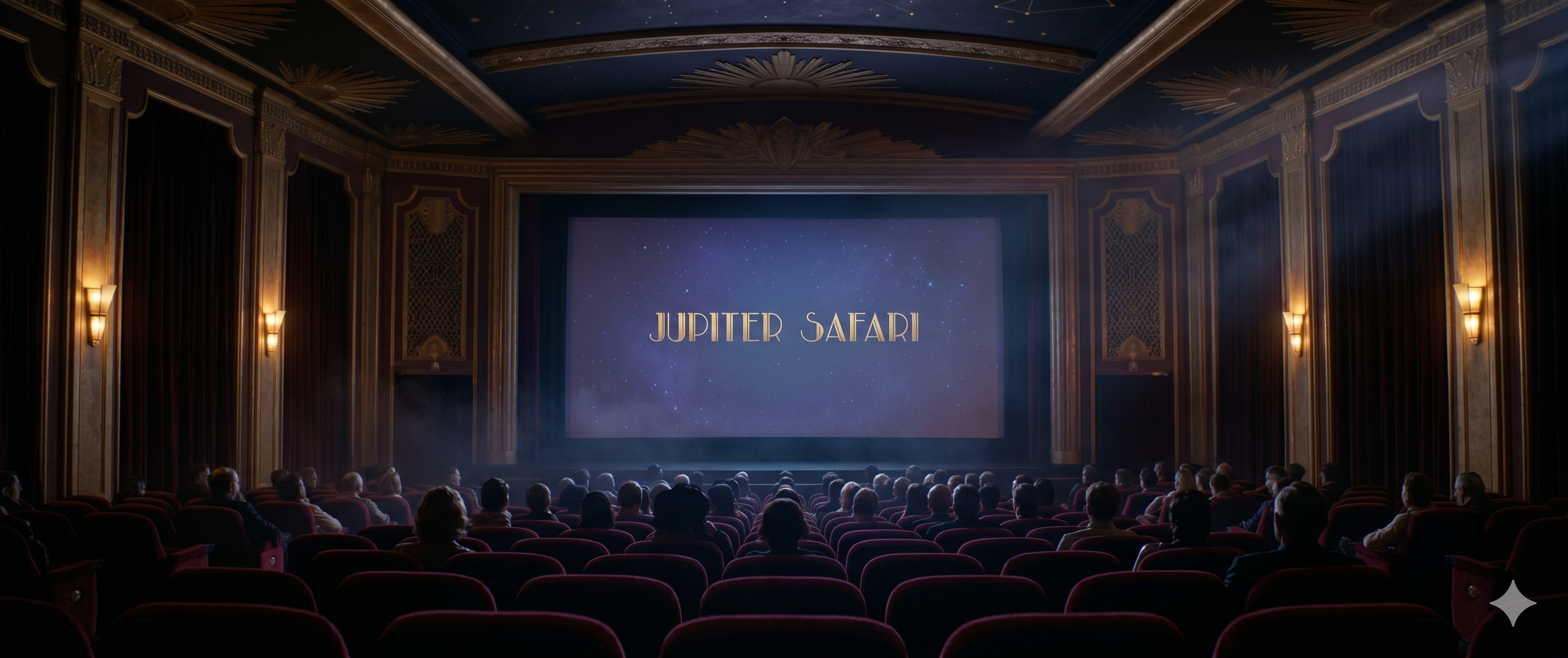 The screen waking in the dark theater